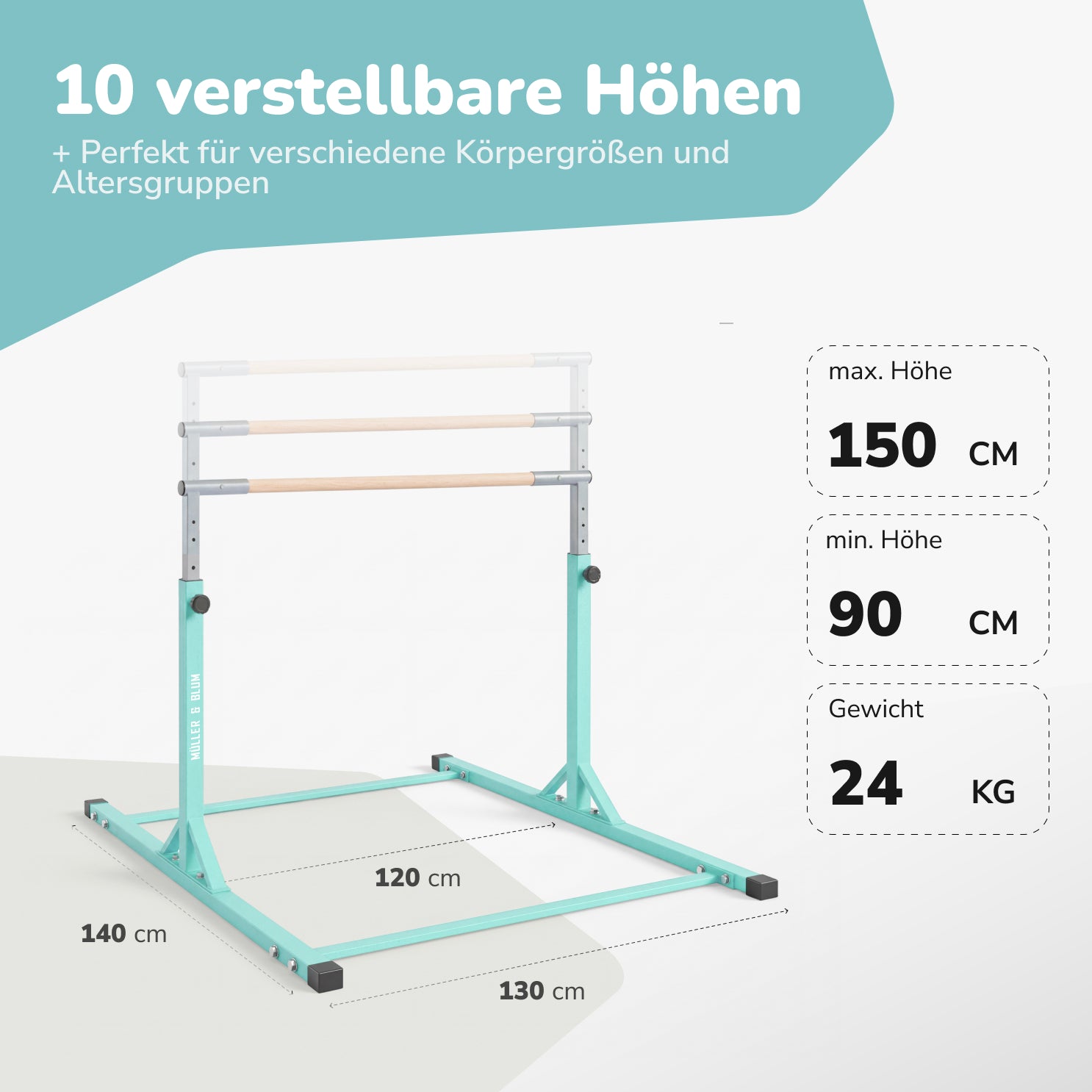 Müller & Blum Premium Turnreck – Höhenverstellbar & Robustes Design – Türkisgrün