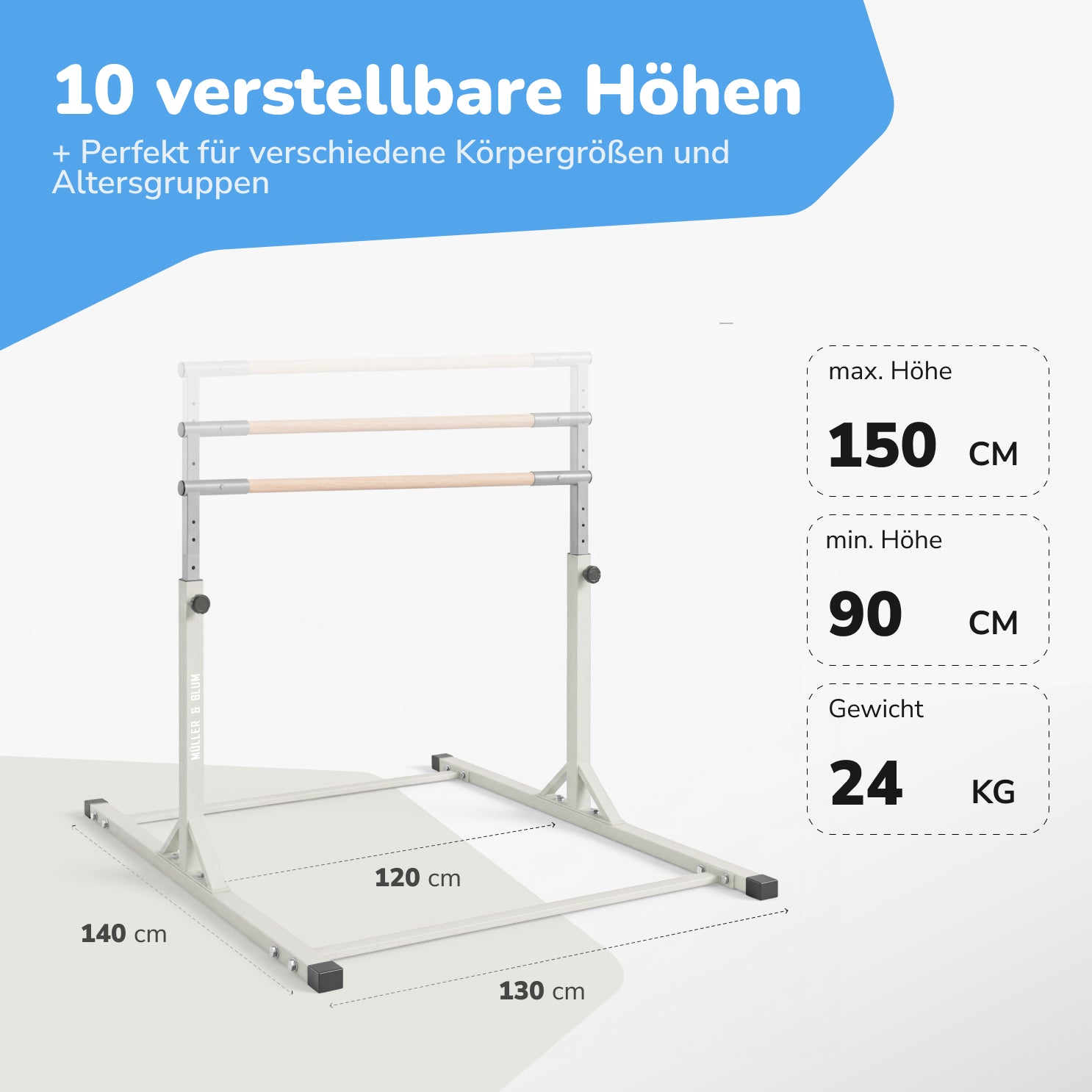 Müller & Blum Premium Turnreck – Höhenverstellbar & Robustes Design – Warmgrau
