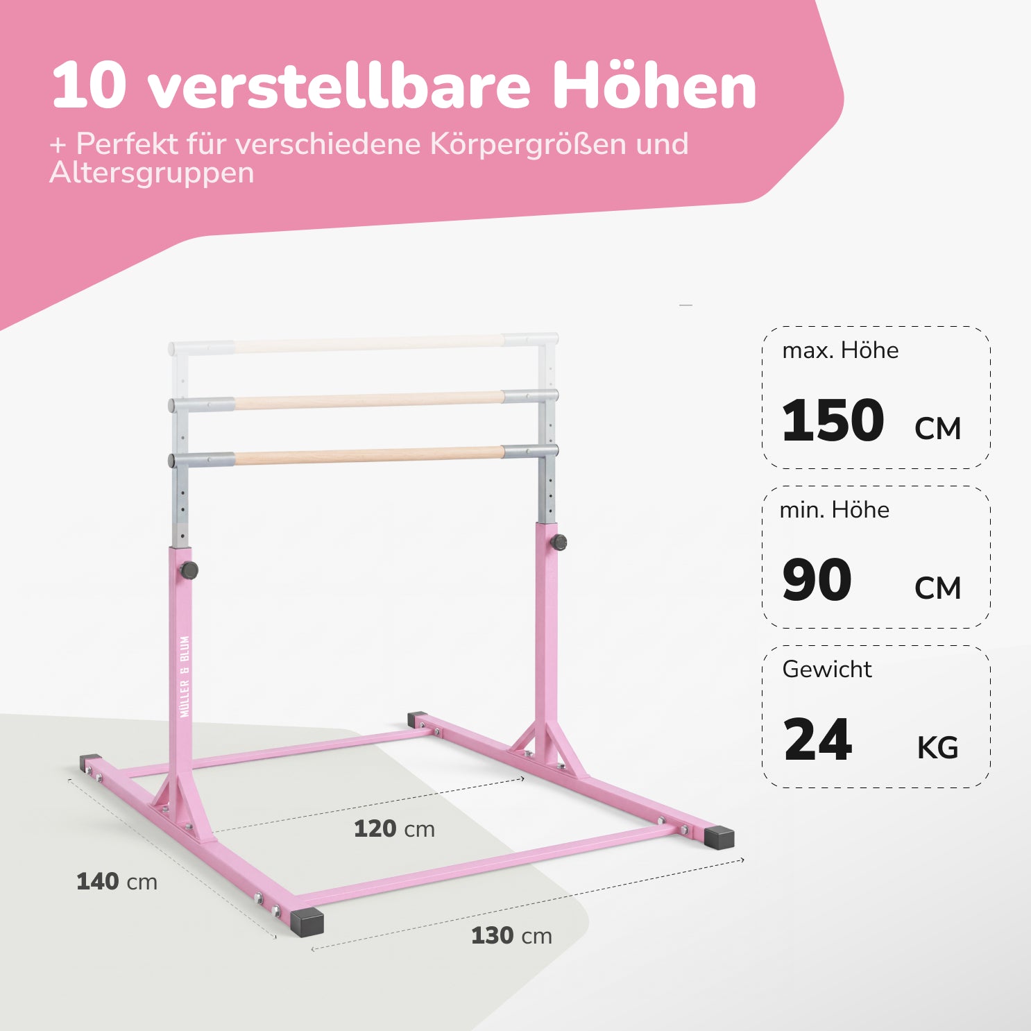 Müller & Blum Premium Turnreck – Höhenverstellbar & Robustes Design – Rosa