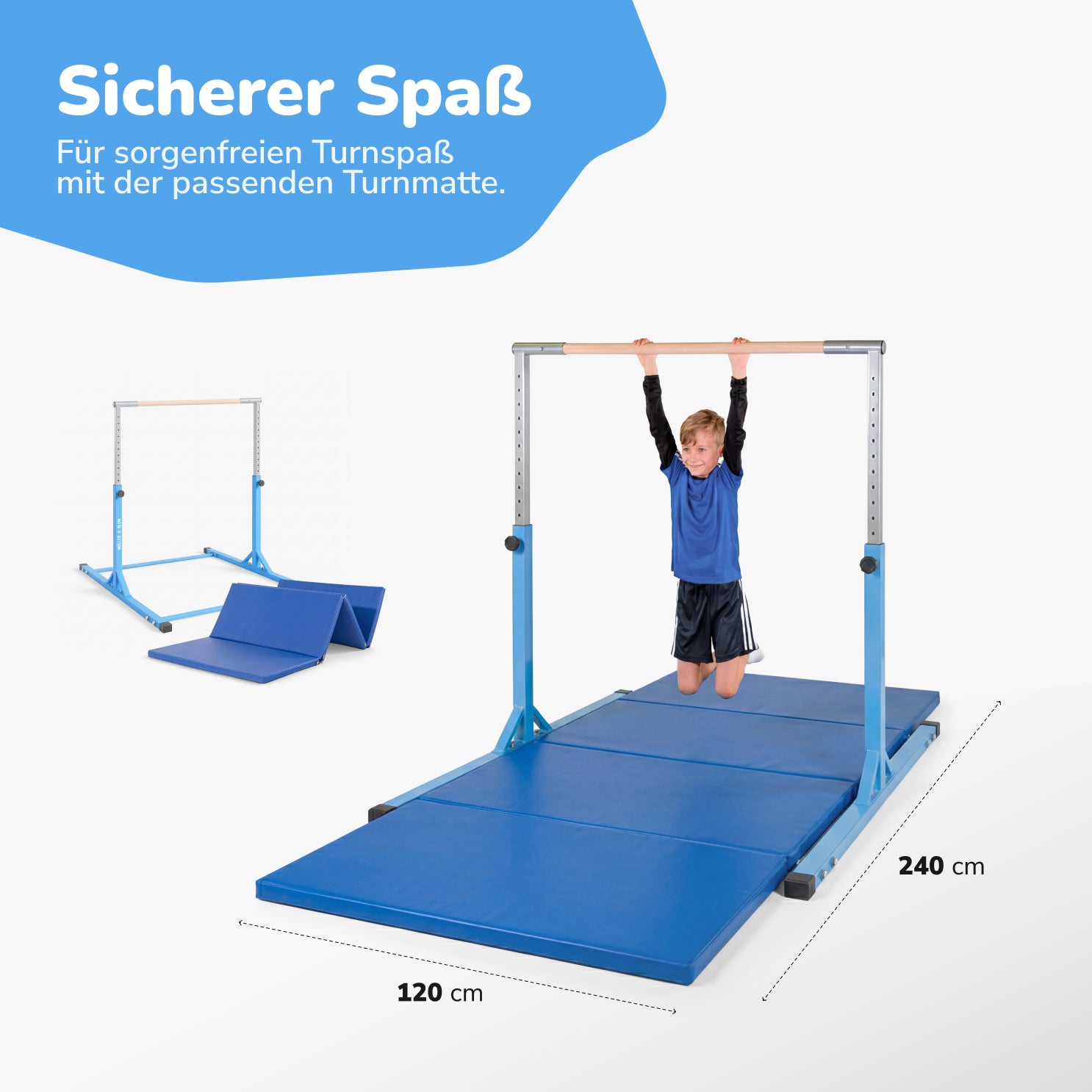 Müller & Blum Premium Turnmatte – Faltbar & Stoßdämpfend – Blau